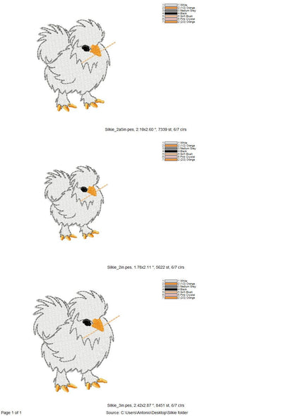 Playing Silkie Chicken Animal Thief kitchen dish towel Farm bird Chicken Mama machine embroidery designs ITH