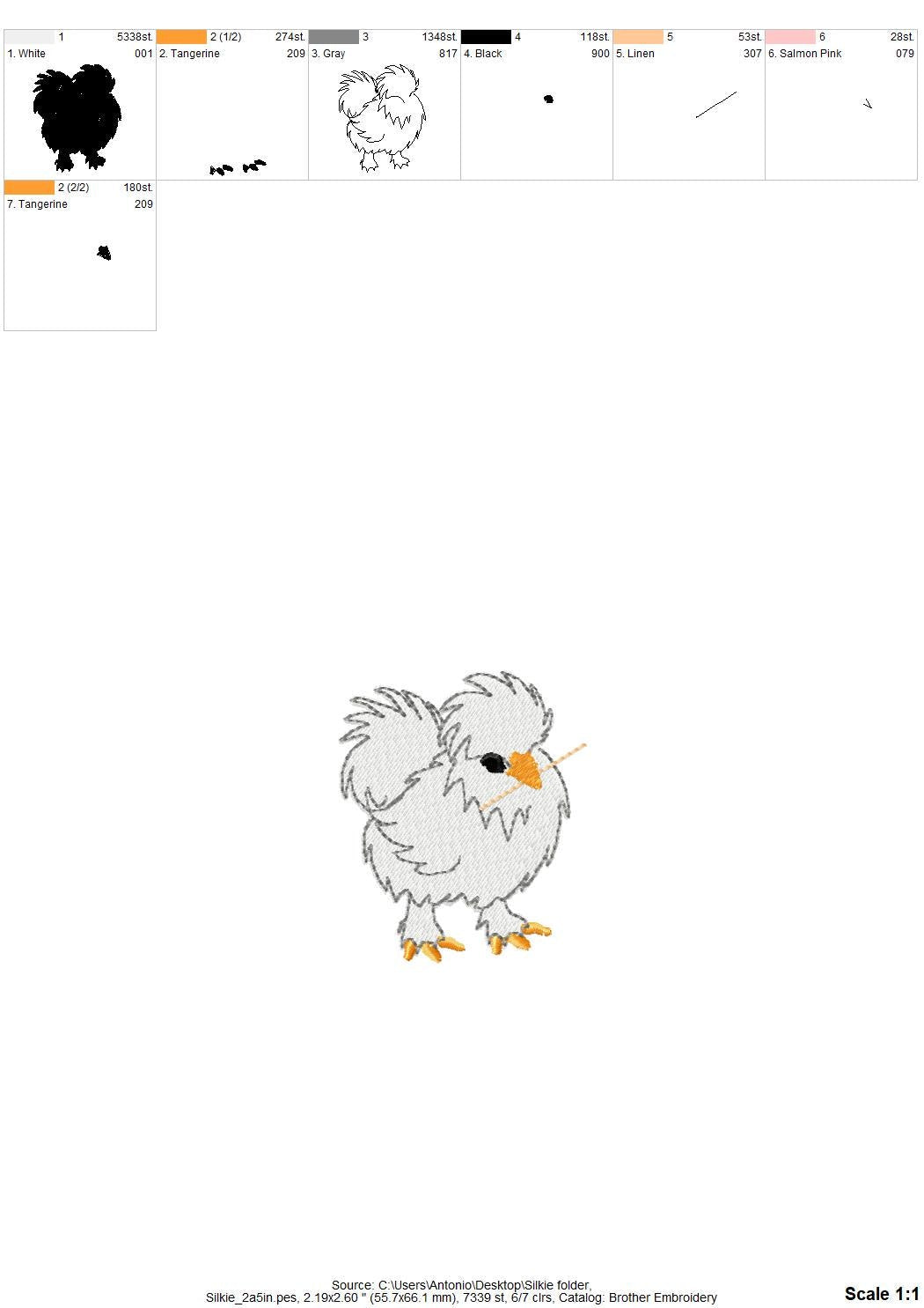 Playing Silkie Chicken Animal Thief kitchen dish towel Farm bird Chicken Mama machine embroidery designs ITH