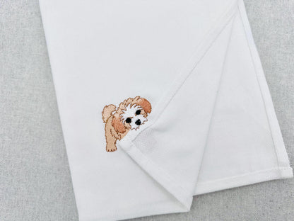 Playing Peekaboo Puppy Dog Mama kitchen dish towel pet animal Thief kids machine embroidery designs ITH