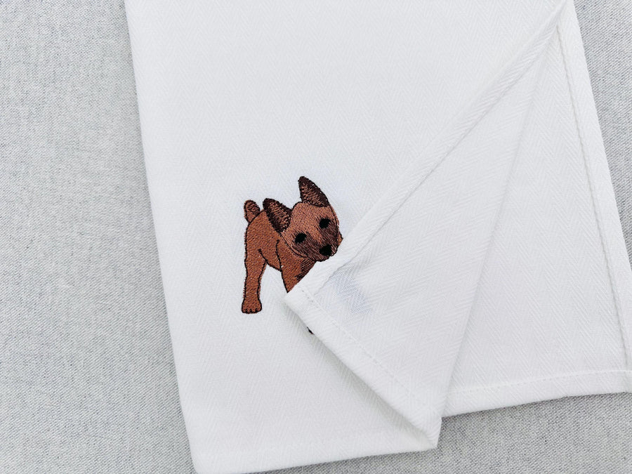 Playing Belgian Malinois Puppy Dog Mama kitchen dish towel pet animal Thief machine embroidery designs ITH