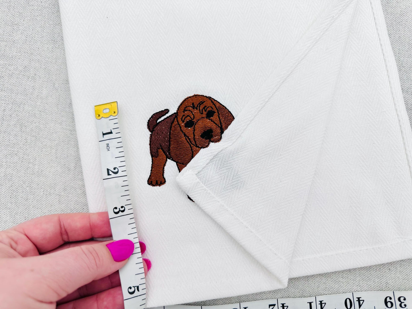 Playing Bloodhound Puppy Dog Mama kitchen dish towel pet animal Thief machine embroidery designs ITH