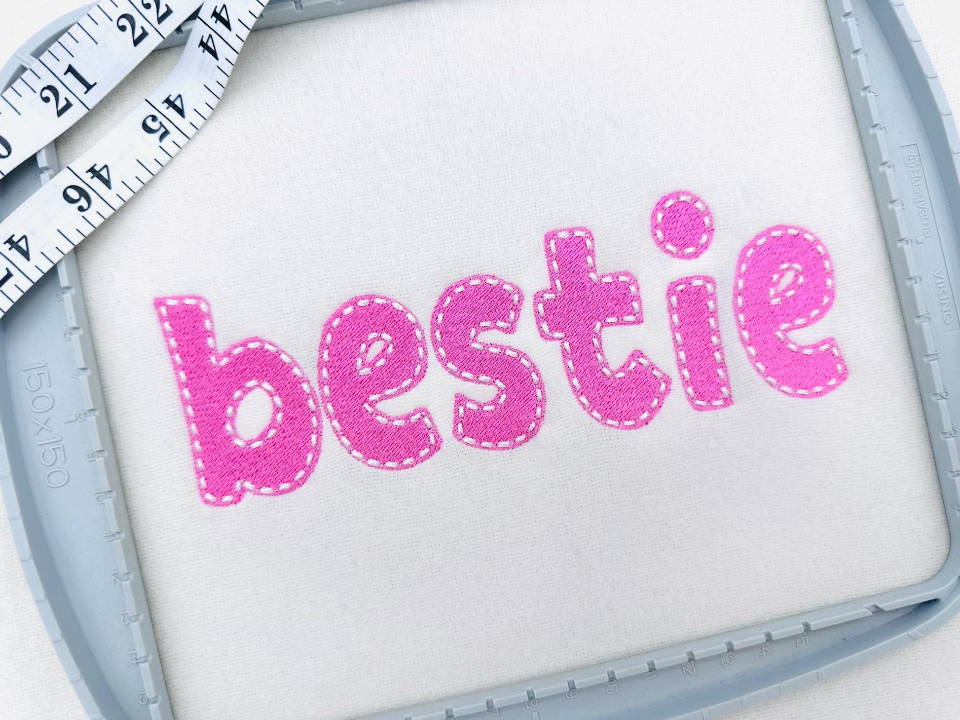 Fill stitch Melany FONT with hand-stitch look top machine embroidery designs kids fancy Alphabet