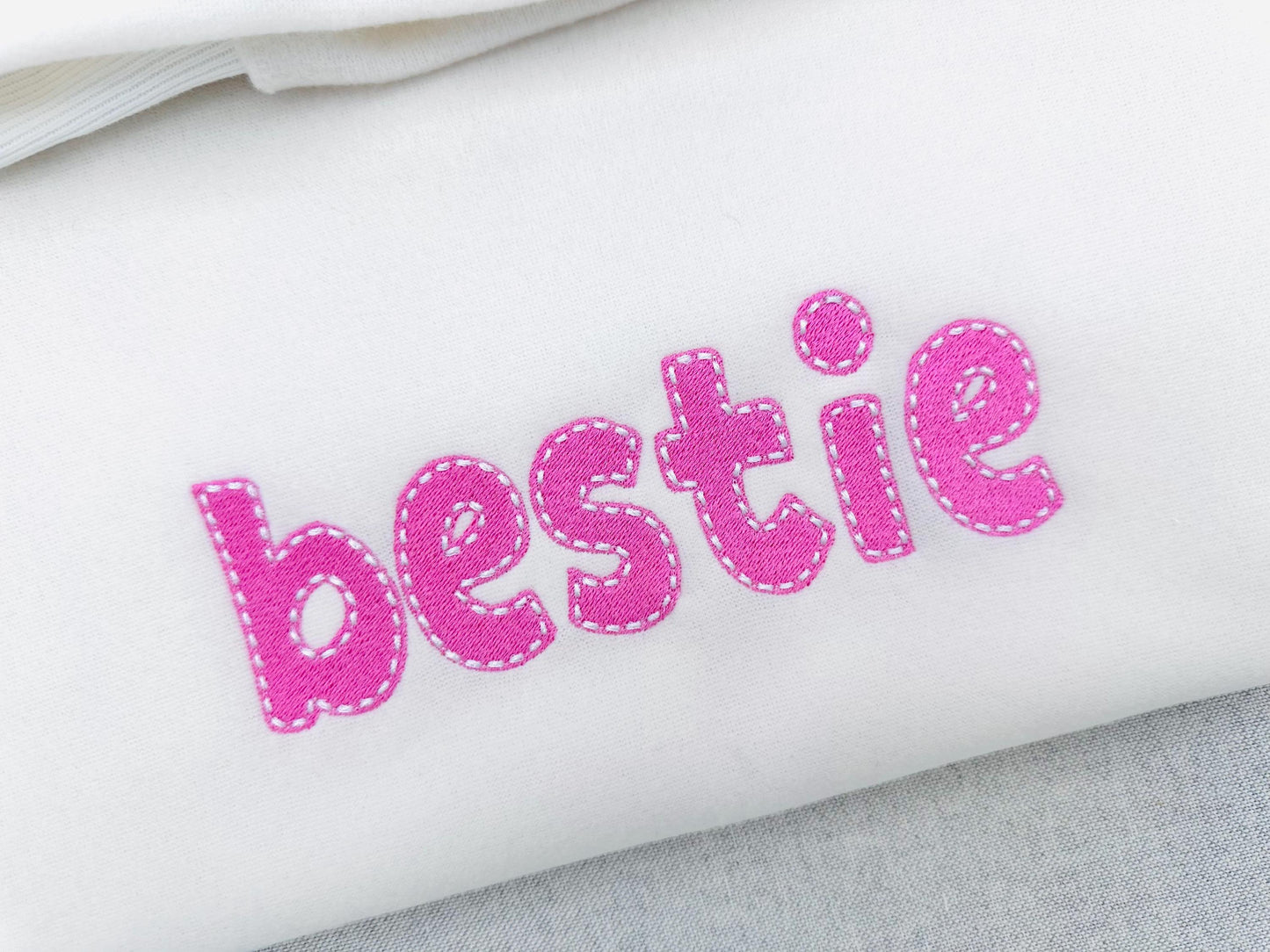 Fill stitch Melany FONT with hand-stitch look top machine embroidery designs kids fancy Alphabet