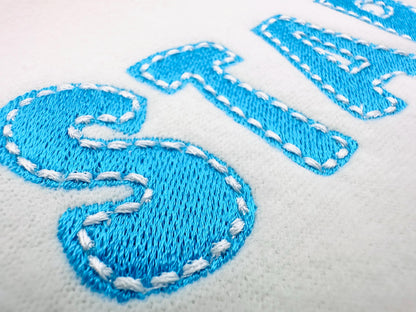 Fill stitch Pop Font with hand-stitch look top machine embroidery designs kids Alphabet