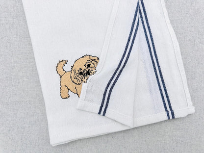 Playing Little Maltipoo Puppy Dog Mama kitchen dish towel animal pet thief machine embroidery designs ITH