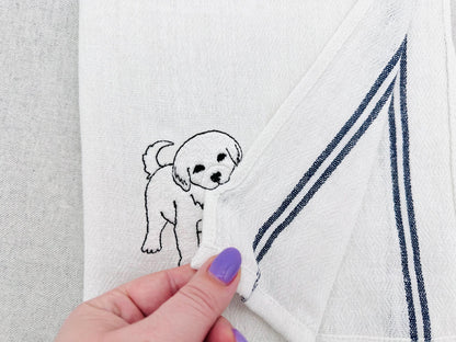 Playing Little Great Pyrenees Puppy Dog Mama kitchen dish towel animal kids machine embroidery designs ITH
