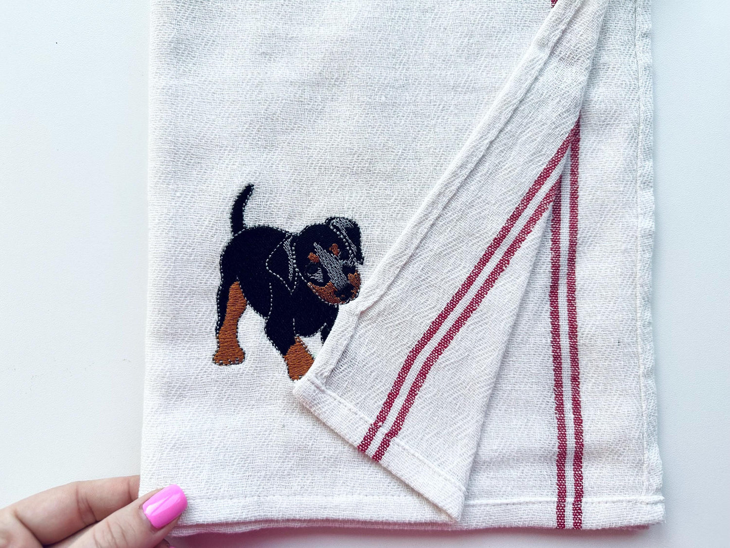 Playing Little Doberman Puppy Dog Mama kitchen dish towel pet animal kids machine embroidery designs ITH