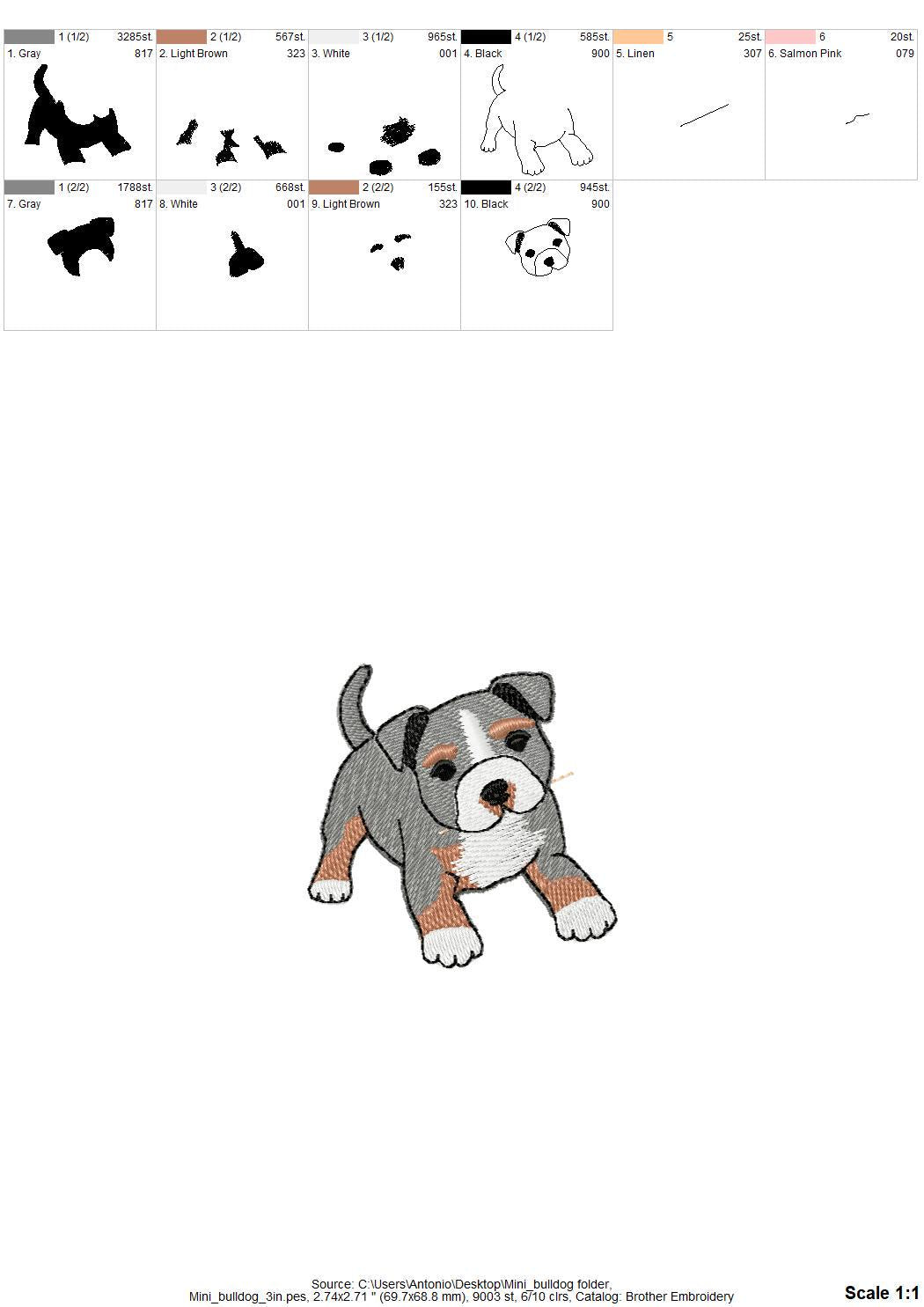 Pocket Bully Playing Mini Bulldog Puppy Dog Mama kitchen dish towel animal kids machine embroidery designs ITH