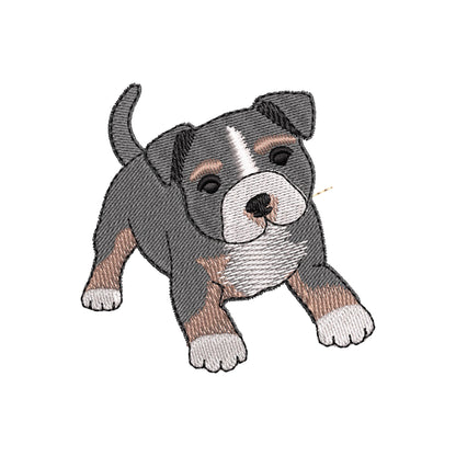 Pocket Bully Playing Mini Bulldog Puppy Dog Mama kitchen dish towel animal kids machine embroidery designs ITH