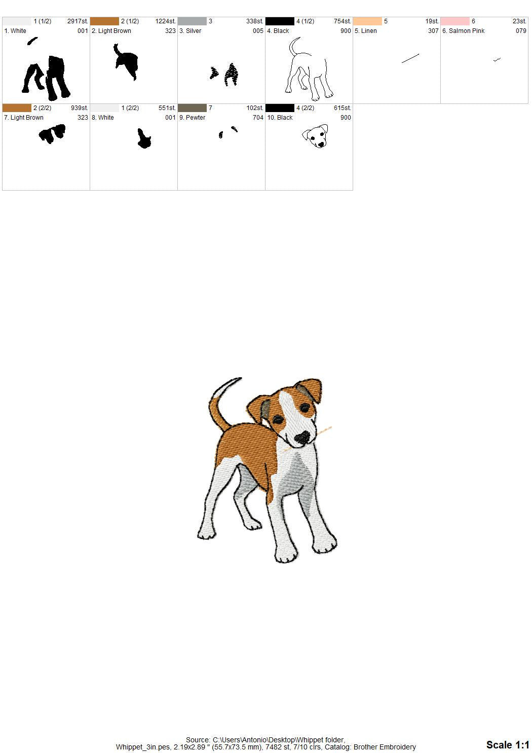 Playing Little Whippet Puppy Dog Mama kitchen dish towel animal pet kids machine embroidery designs ITH