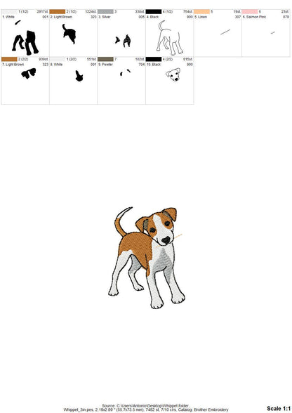 Playing Little Whippet Puppy Dog Mama kitchen dish towel animal pet kids machine embroidery designs ITH