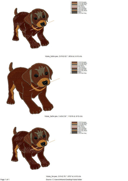 Playing Little Vizsla Puppy Dog Mama kitchen dish towel animal pet kids machine embroidery designs ITH