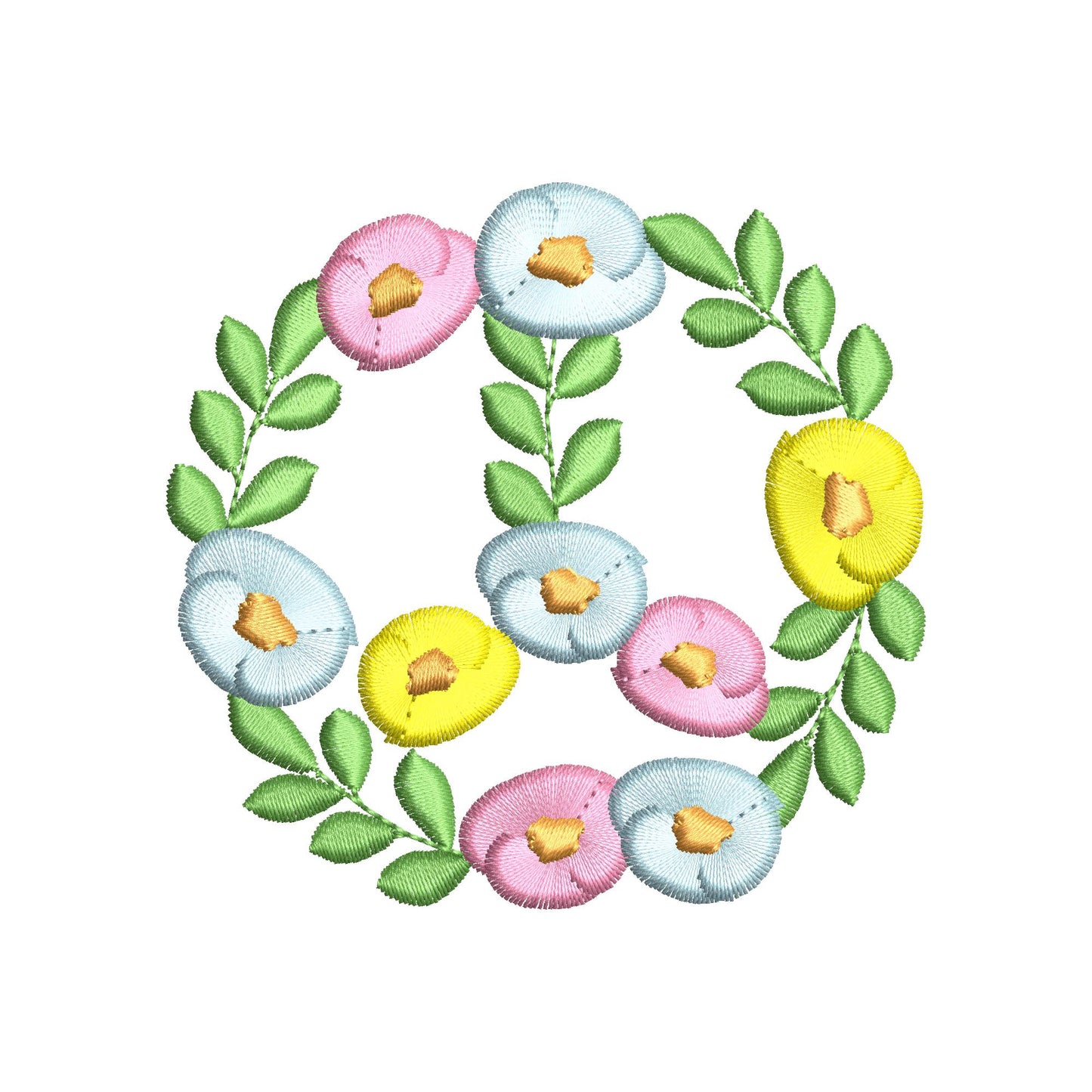 Fringed Floral Peace Sign Leaf and Flower Fluffy Fringe chenille daisy machine embroidery designs