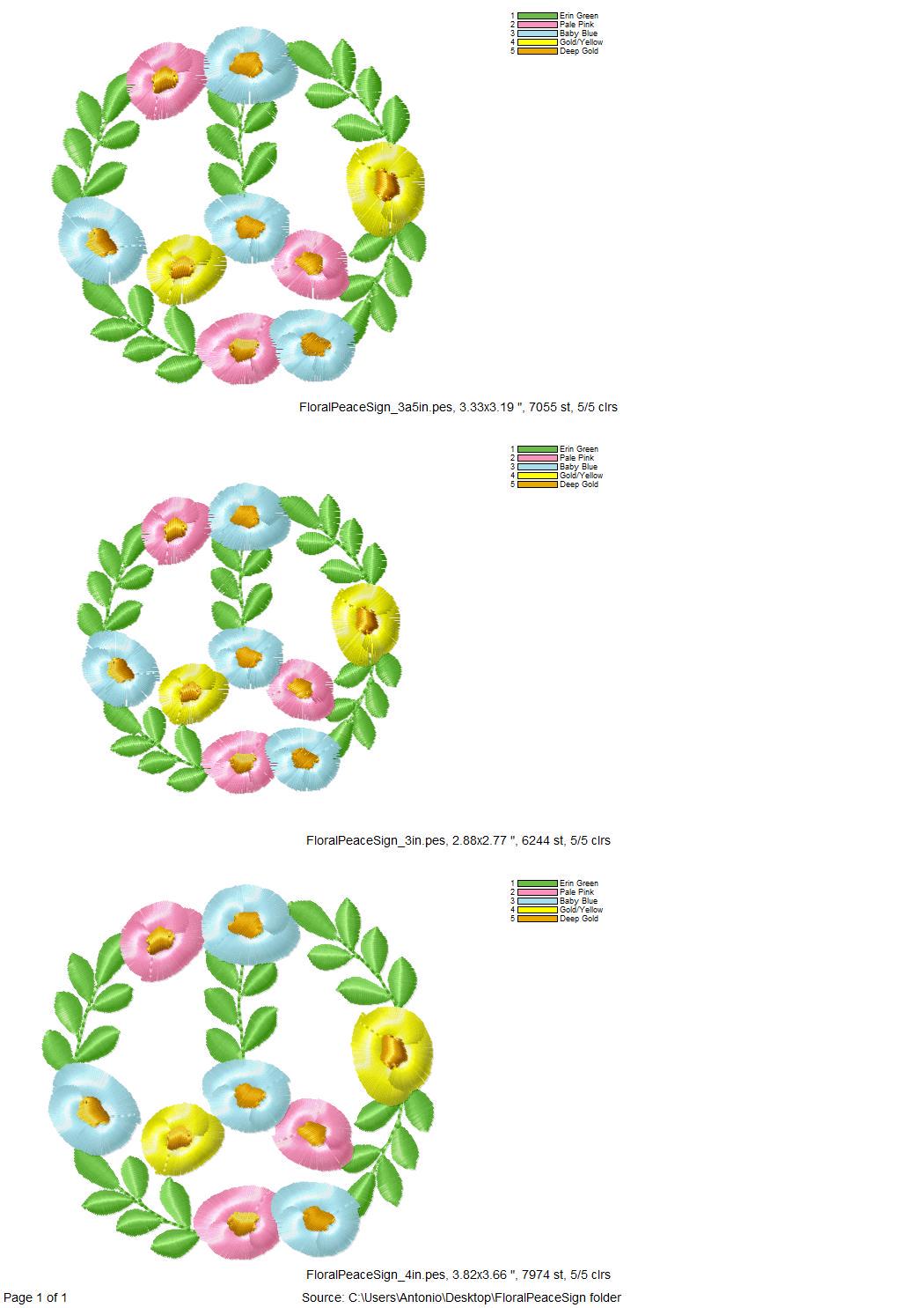 Fringed Floral Peace Sign Leaf and Flower Fluffy Fringe chenille daisy machine embroidery designs