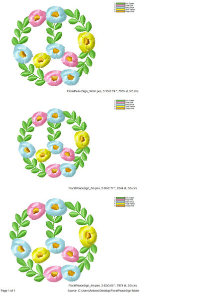 Fringed Floral Peace Sign Leaf and Flower Fluffy Fringe chenille daisy machine embroidery designs