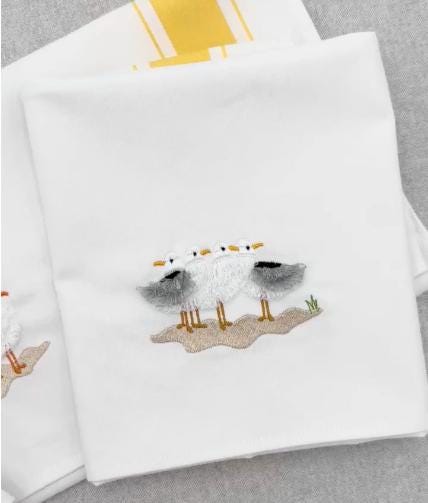 Fringed Fluffy Seagull Flock of 4 bird sea beach summer fringe chenille special WS thread machine embroidery designs