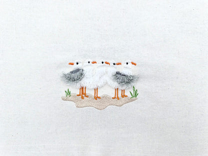 Fringed Fluffy Seagull Flock of 5 bird sea beach summer fringe chenille special WS thread machine embroidery designs sizes for hoop 4x4  5x7