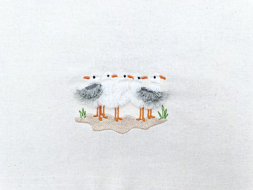 Fringed Fluffy Seagull Flock of 5 bird sea beach summer fringe chenille special WS thread machine embroidery designs sizes for hoop 4x4  5x7