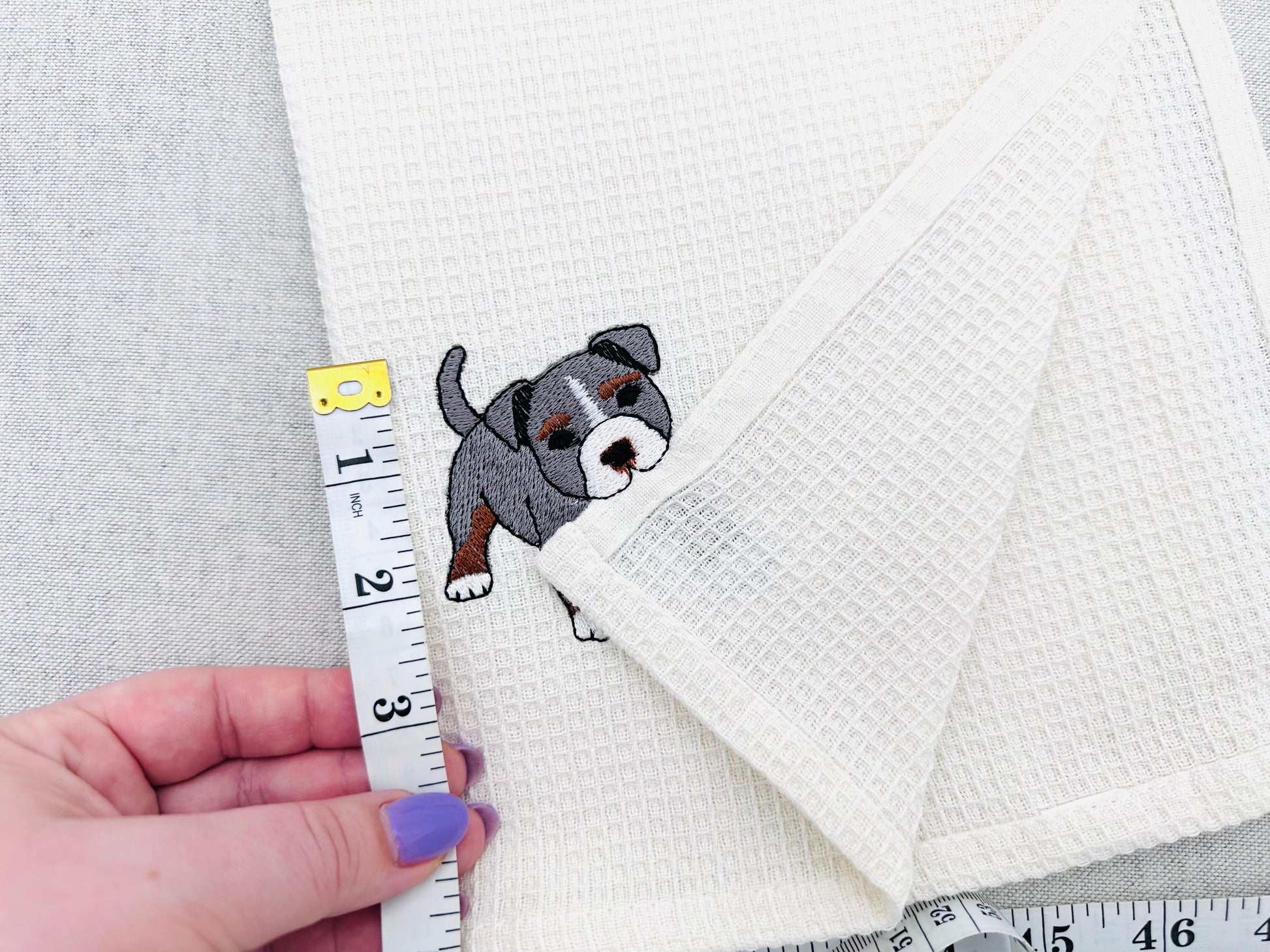 Pocket Bully Playing Mini Bulldog Puppy Dog Mama kitchen dish towel animal kids machine embroidery designs ITH