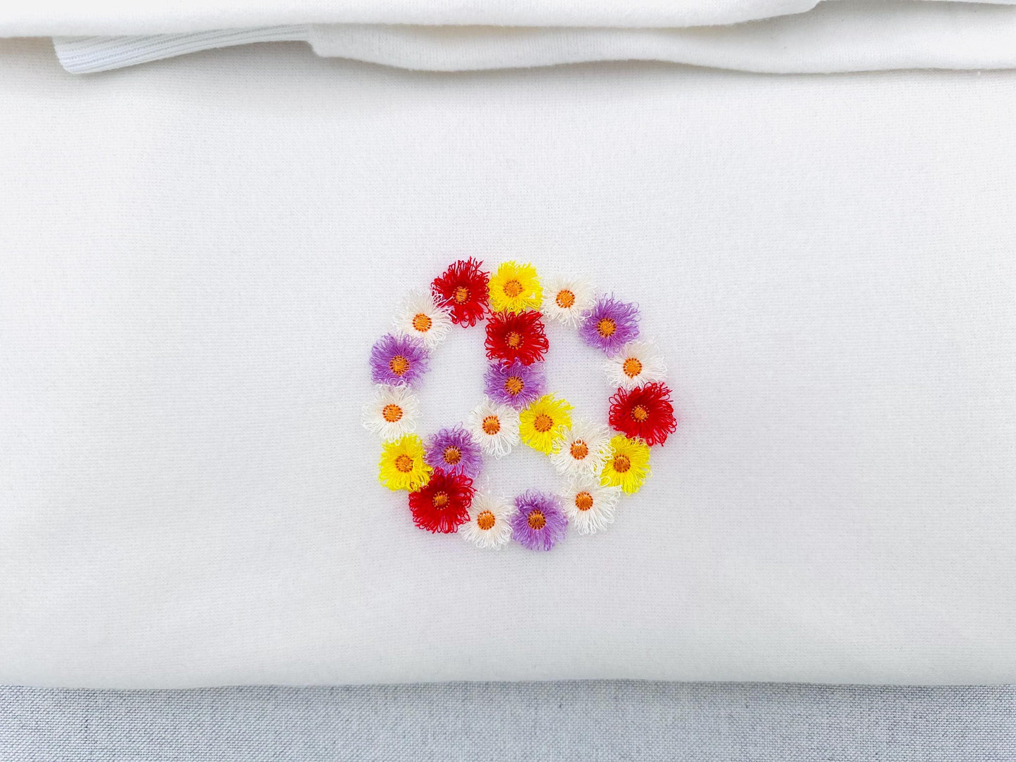 Fringed Floral Piece Sign Fluffy Fringe chenille daisy flower machine embroidery designs