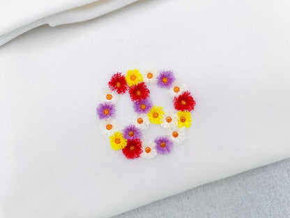 Fringed Floral Piece Sign Fluffy Fringe chenille daisy flower machine embroidery designs