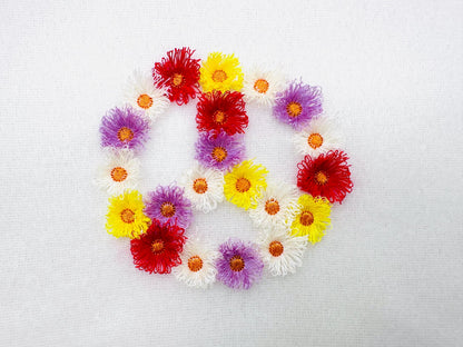 Fringed Floral Piece Sign Fluffy Fringe chenille daisy flower machine embroidery designs