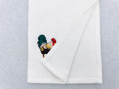 Playing Rooster Animal Thief kitchen dish towel Farm bird Chicken Mama machine embroidery designs ITH