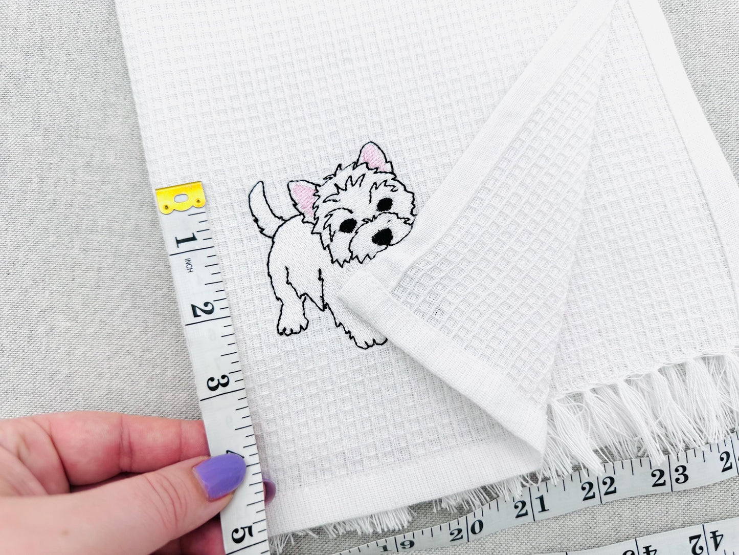 Playing Westie West Highland Terrier Puppy Dog kitchen dish towel animal kids machine embroidery designs ITH