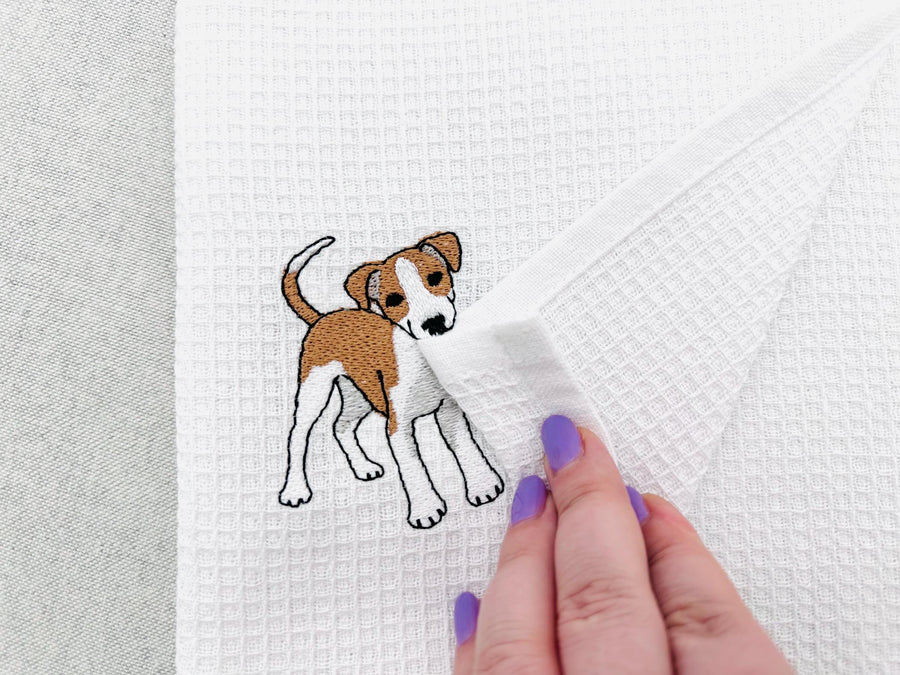 Playing Little Whippet Puppy Dog Mama kitchen dish towel animal pet kids machine embroidery designs ITH
