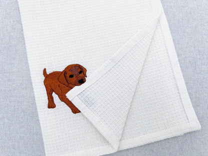 Playing Little Vizsla Puppy Dog Mama kitchen dish towel animal pet kids machine embroidery designs ITH
