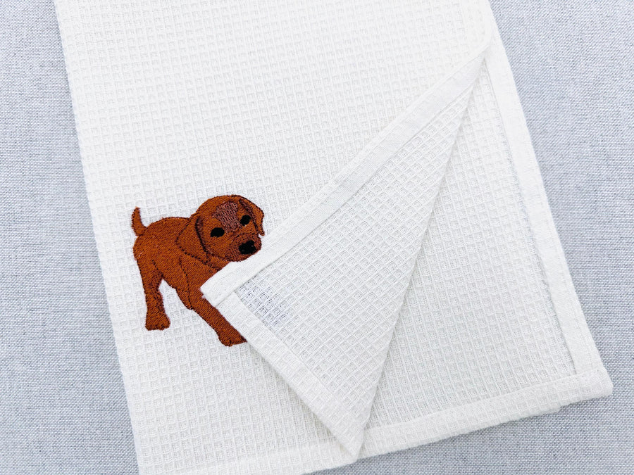 Playing Little Vizsla Puppy Dog Mama kitchen dish towel animal pet kids machine embroidery designs ITH