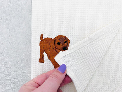 Playing Little Vizsla Puppy Dog Mama kitchen dish towel animal pet kids machine embroidery designs ITH