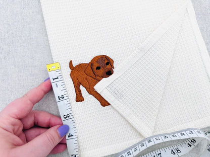 Playing Little Vizsla Puppy Dog Mama kitchen dish towel animal pet kids machine embroidery designs ITH
