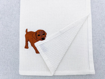 Playing Little Vizsla Puppy Dog Mama kitchen dish towel animal pet kids machine embroidery designs ITH