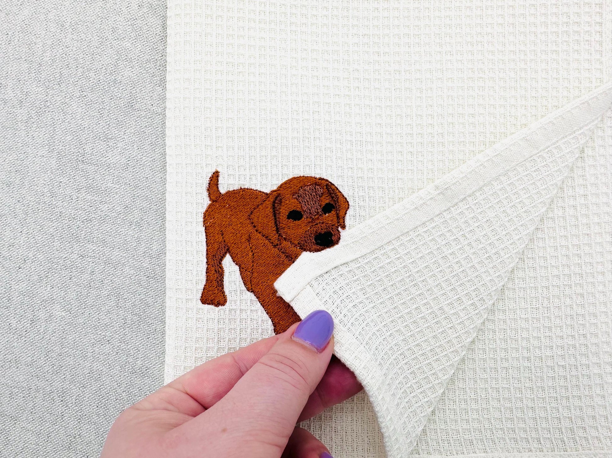 Playing Little Vizsla Puppy Dog Mama kitchen dish towel animal pet kids machine embroidery designs ITH