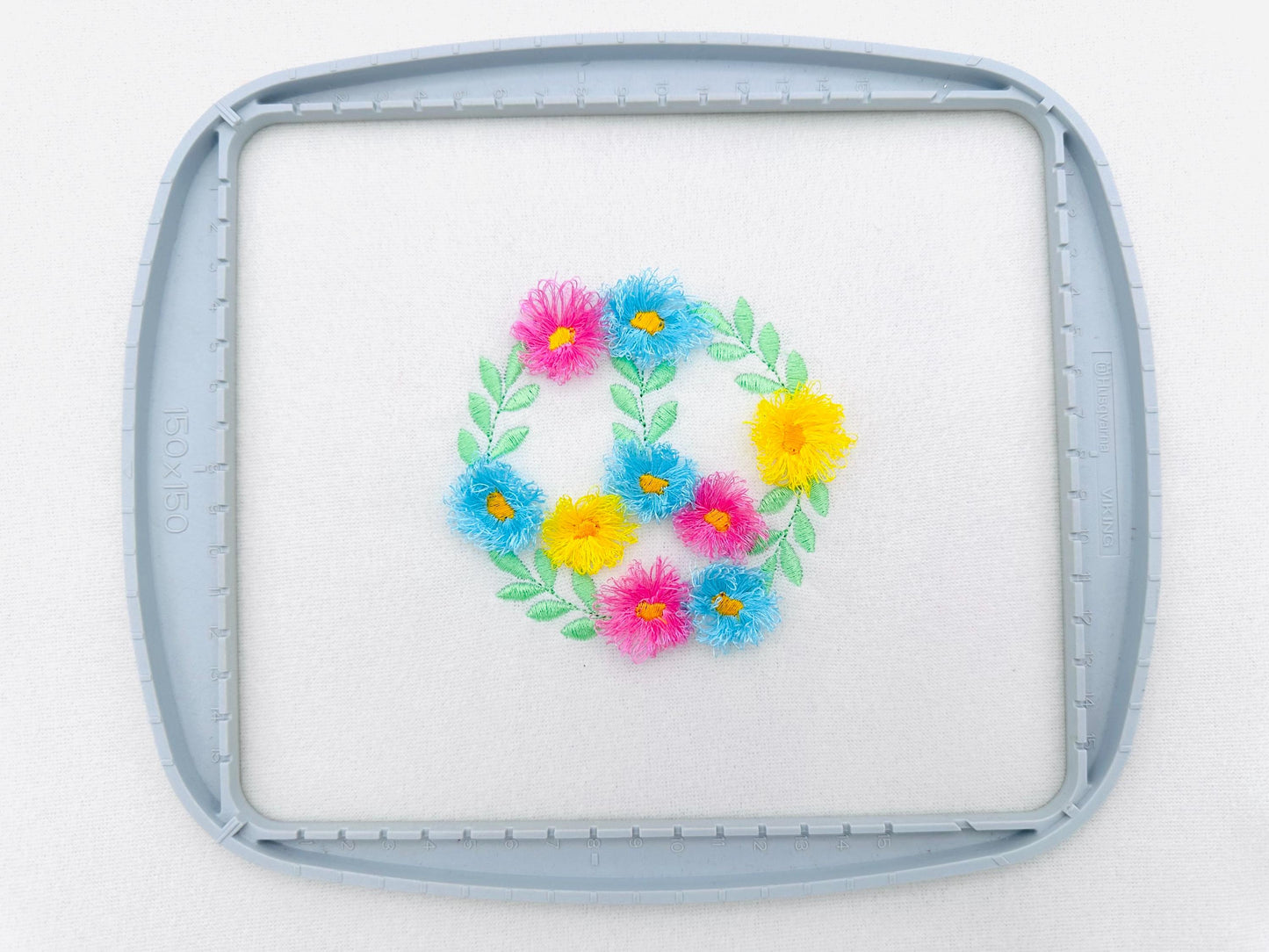 Fringed Floral Peace Sign Leaf and Flower Fluffy Fringe chenille daisy machine embroidery designs