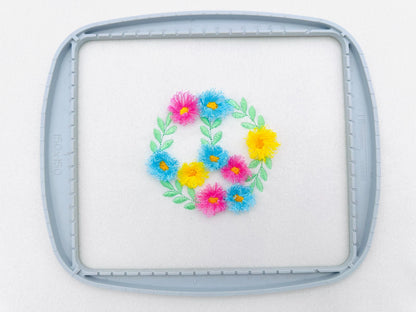 Fringed Floral Peace Sign Leaf and Flower Fluffy Fringe chenille daisy machine embroidery designs