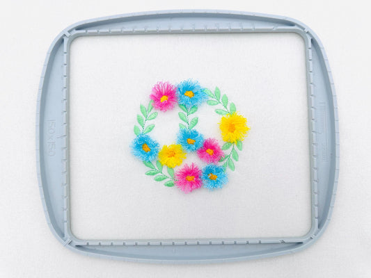 Fringed Floral Peace Sign Leaf and Flower Fluffy Fringe chenille daisy machine embroidery designs