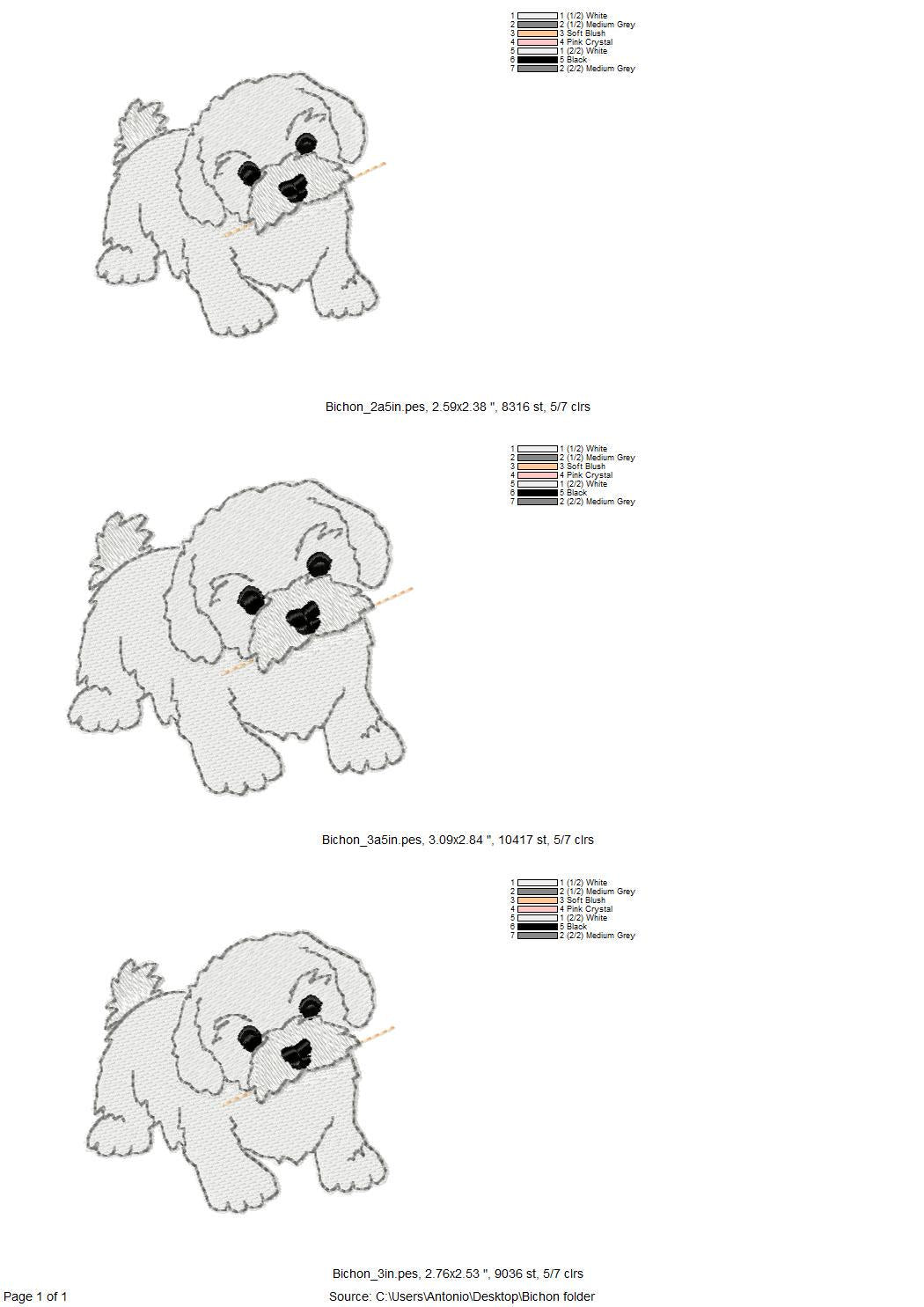 Lovely playing Bichon Frise Puppy Dog Mama kitchen dish towel pet animal kids machine embroidery designs ITH