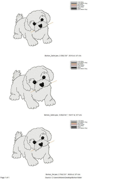 Lovely playing Bichon Frise Puppy Dog Mama kitchen dish towel pet animal kids machine embroidery designs ITH