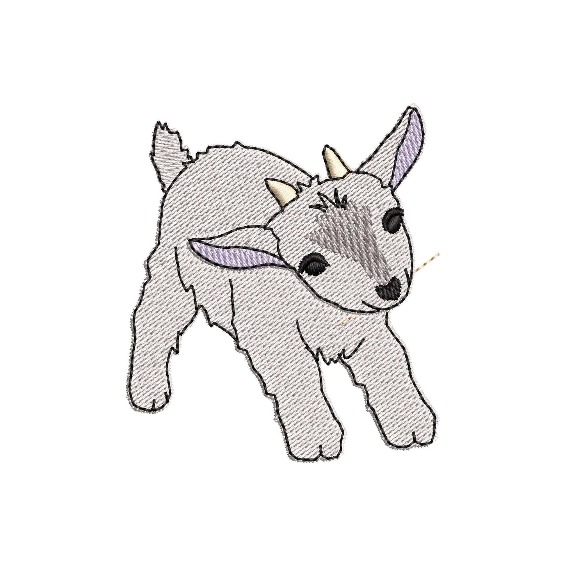 Cute Playing Little Baby Goat kitchen dish towel Farm animal kids machine embroidery designs ITH