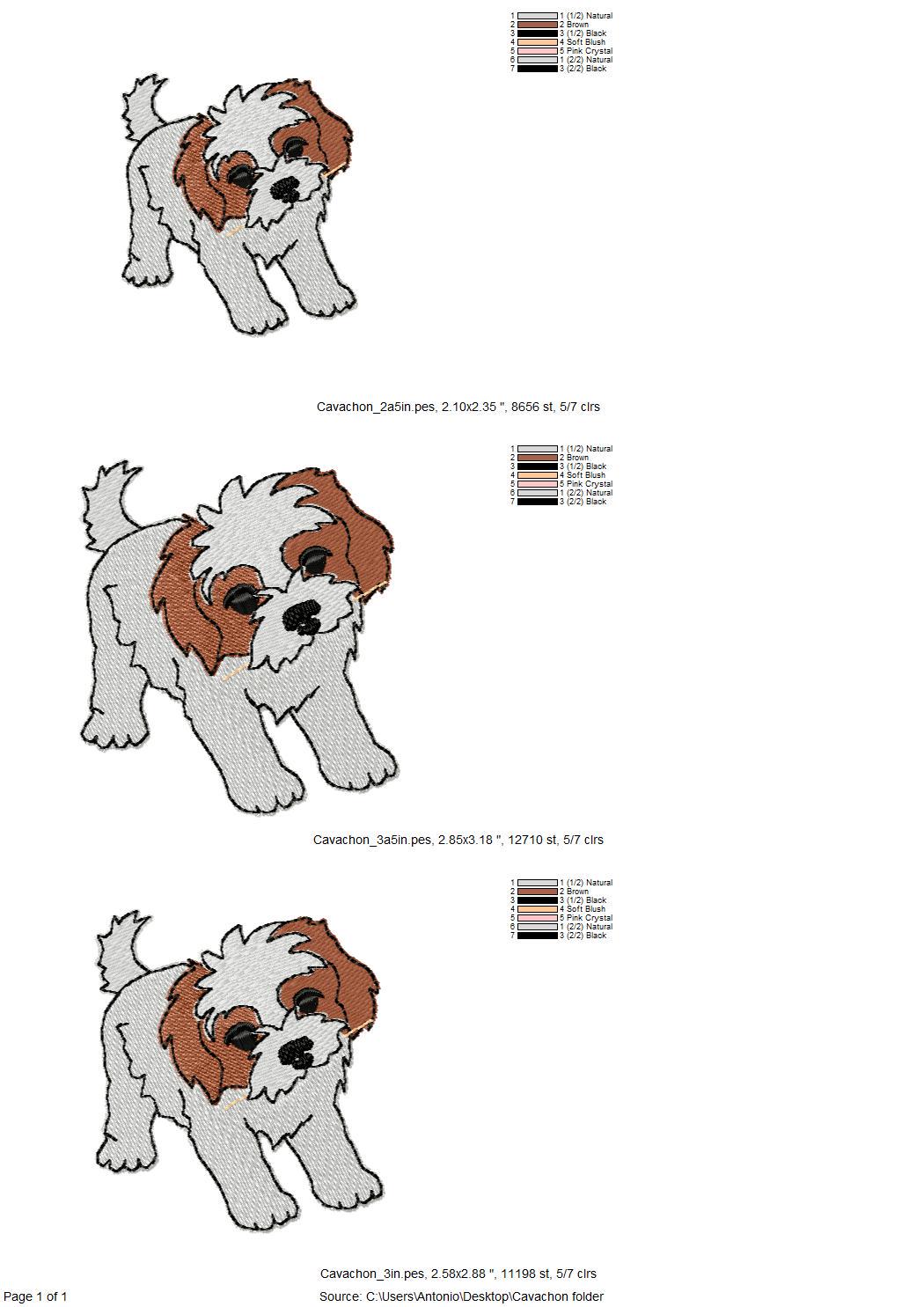 Playing Cavachon Puppy Dog Mama kitchen dish towel pet animal kids machine embroidery designs ITH