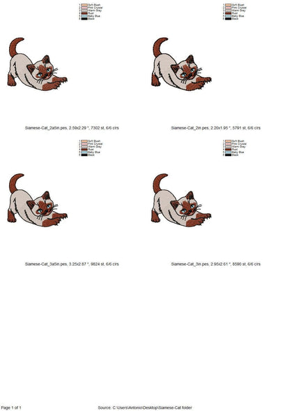 Lovely Scratching Siamese Cat Kitty Mama kitchen dish towel pet animal kids machine embroidery designs ITH