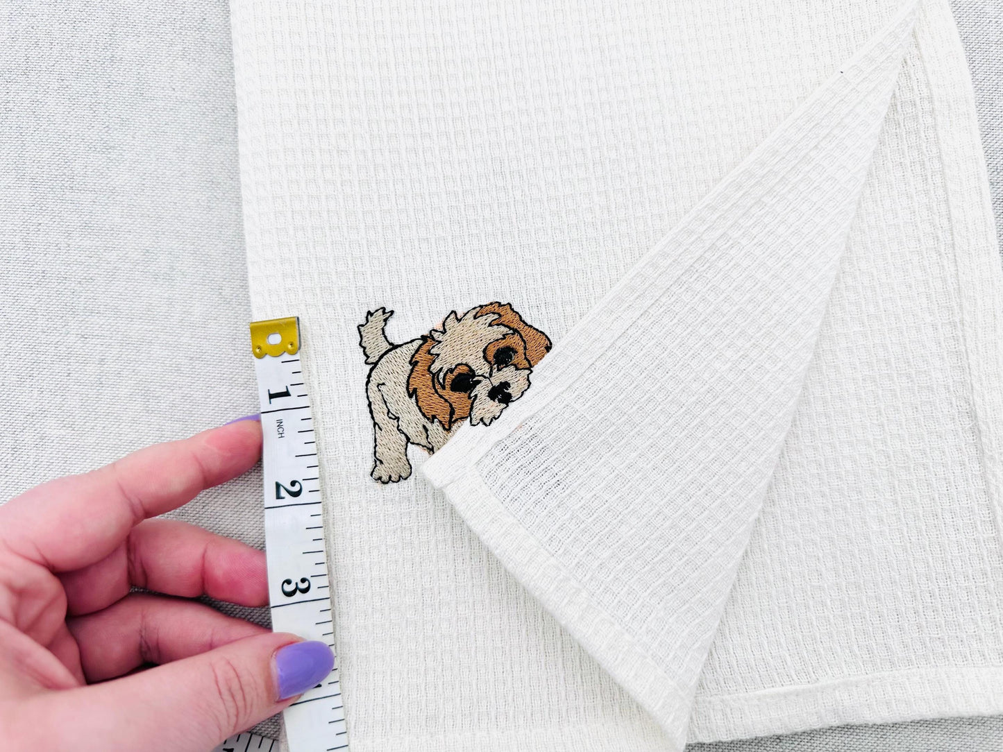 Playing Cavachon Puppy Dog Mama kitchen dish towel pet animal kids machine embroidery designs ITH