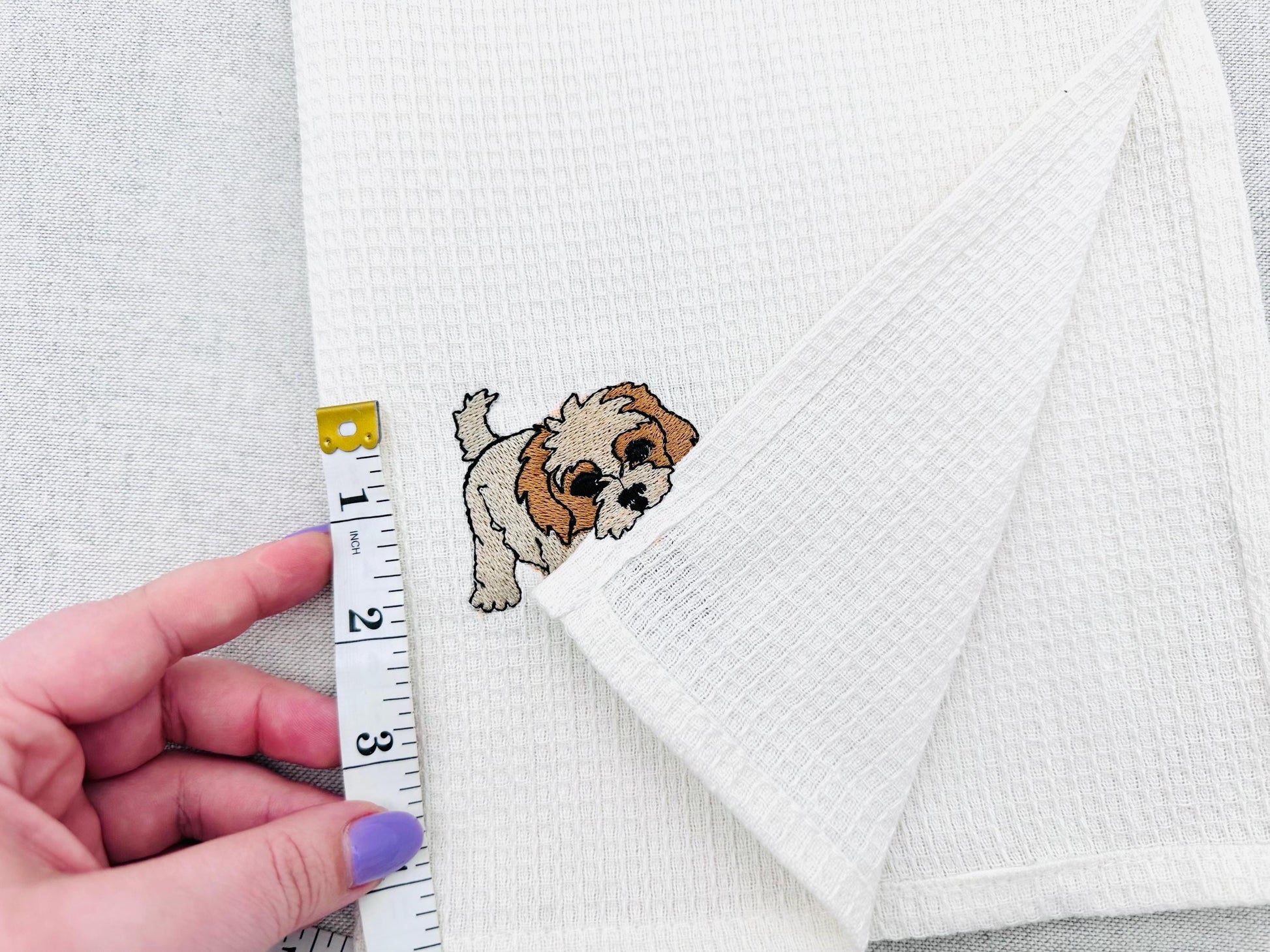 Playing Cavachon Puppy Dog Mama kitchen dish towel pet animal kids machine embroidery designs ITH