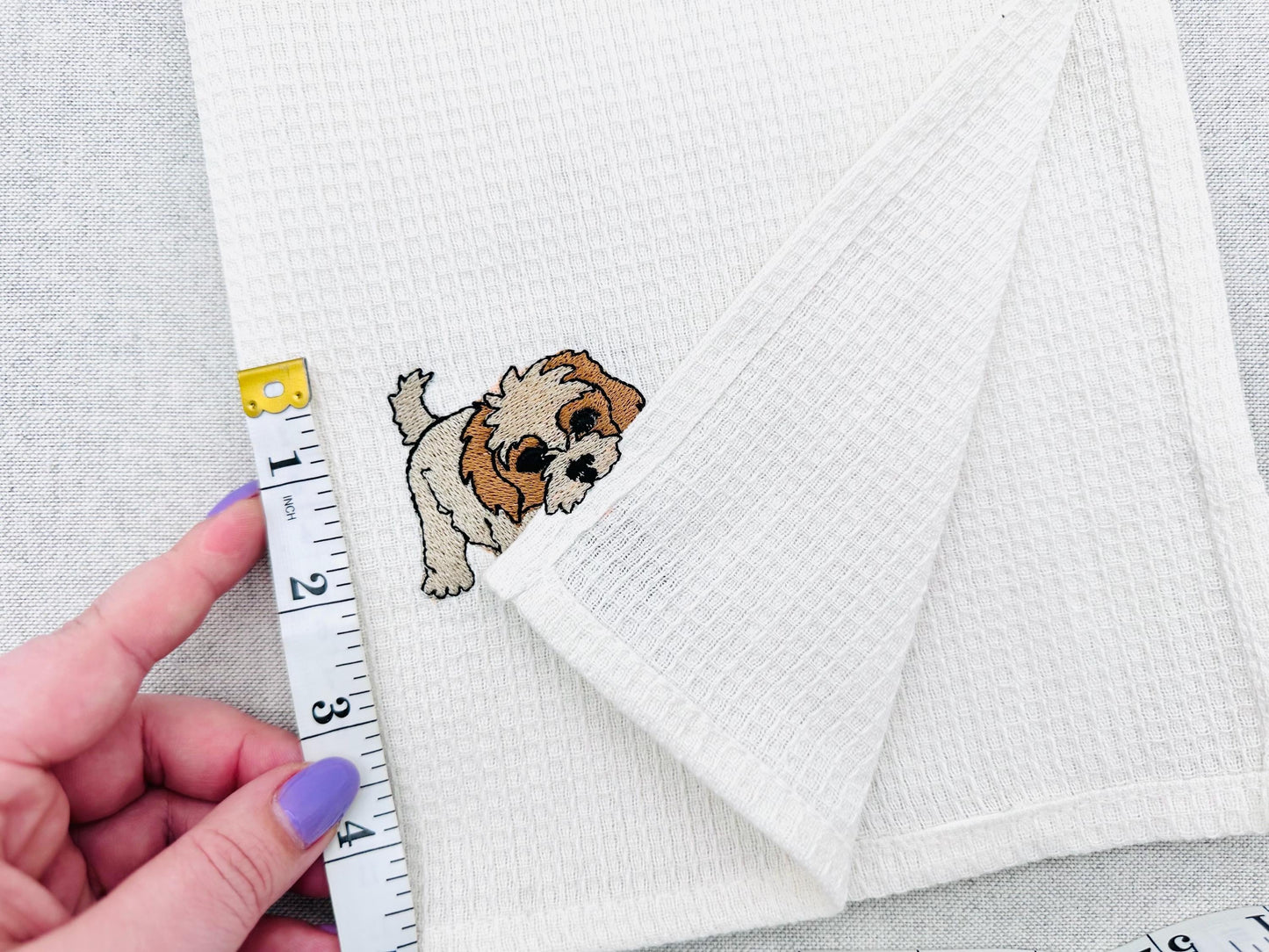 Playing Cavachon Puppy Dog Mama kitchen dish towel pet animal kids machine embroidery designs ITH