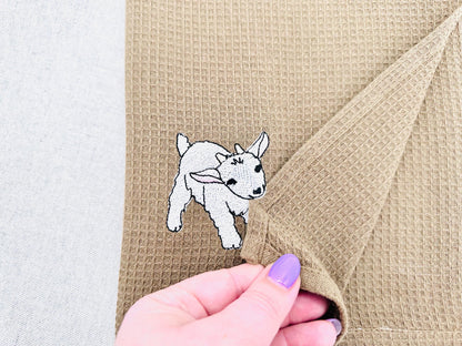 Cute Playing Little Baby Goat kitchen dish towel Farm animal kids machine embroidery designs ITH