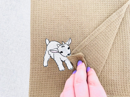 Cute Playing Little Baby Goat kitchen dish towel Farm animal kids machine embroidery designs ITH