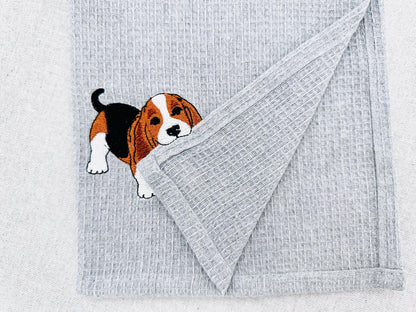 Cute playing Basset Hound Puppy Dog Mama kitchen dish towel pet animal kids machine embroidery designs ITH