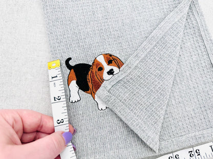Cute playing Basset Hound Puppy Dog Mama kitchen dish towel pet animal kids machine embroidery designs ITH